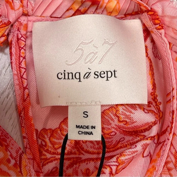 NWT Cinq A Sept PAISLEY IMPRINT SOFIE TOP S Pink English Rose Halter Crop - Picture 9 of 13